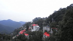 Pan shot of valley, Mussoorie, Uttarakhand, India