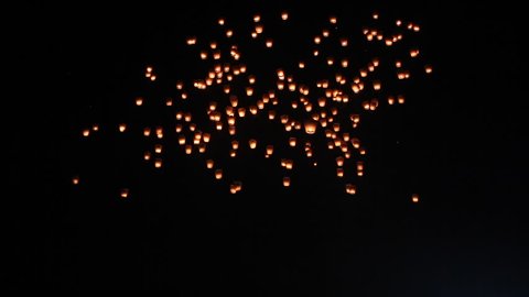 Floating lantern at Taiwan Sky Lanterns festival.