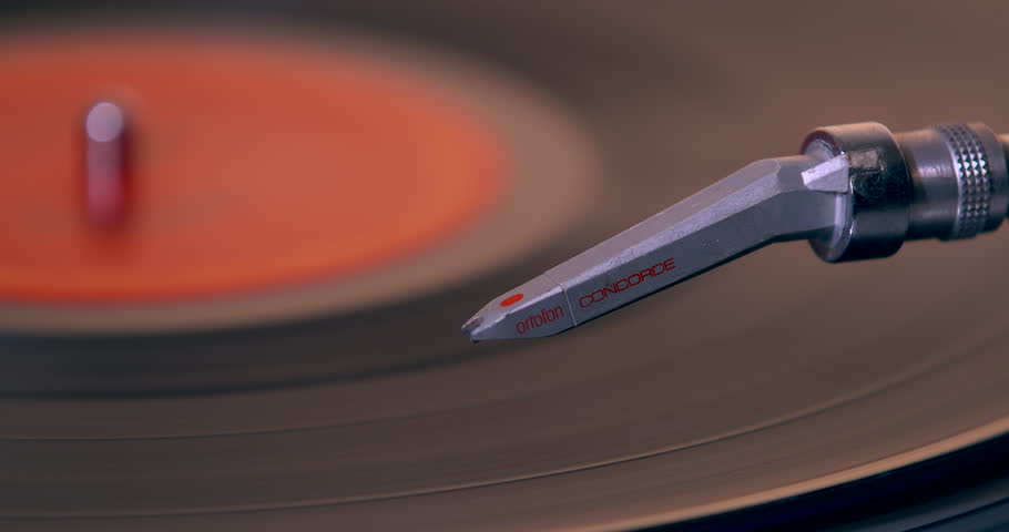 Close Up Of Placing A Dj Needle On Spinning Vinyl Lp Record Player New York February 16