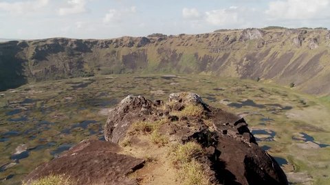 Time lapse across a volcanic cone crater on Easter Island.