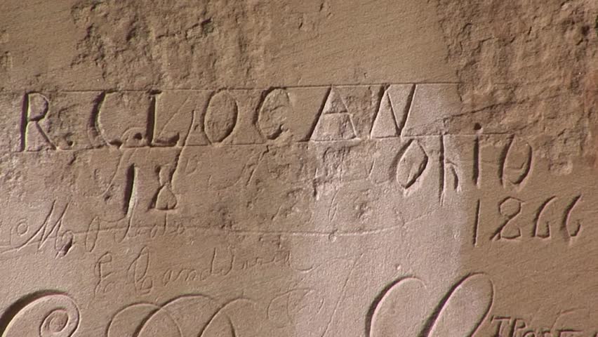 Historic elegant inscriptions by settlers El Morro National Monument, New Mexico USA