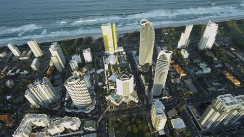 Aerial of Broadbeach on the Gold Coast Featuring the Oracle Towers in the Afternoon Sun