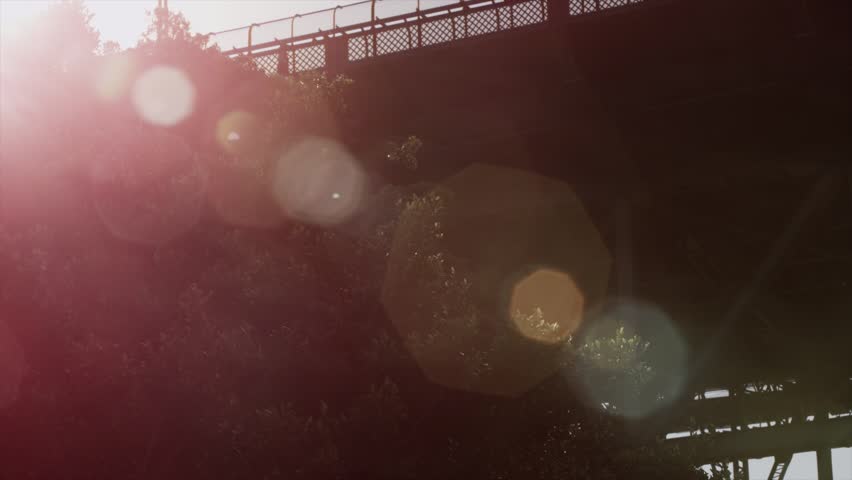 Lens Flare on a Walking Overpass
