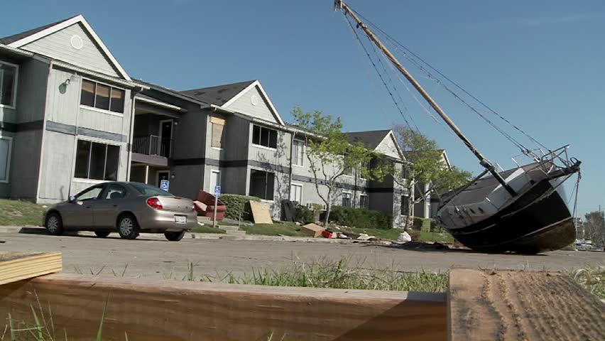 Boats are beached after Hurricane Ike rips through Galveston Texas.