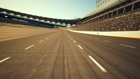 02551 Race Car Speeding Along The Curve Racetrack