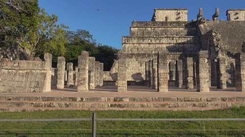 chichen itza mayan site warriors temple dolly movement no people