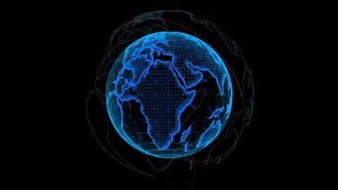 Wireframe Globe. loops seamlessly. Plexus Abstract Background, Slow Rotating Full HD