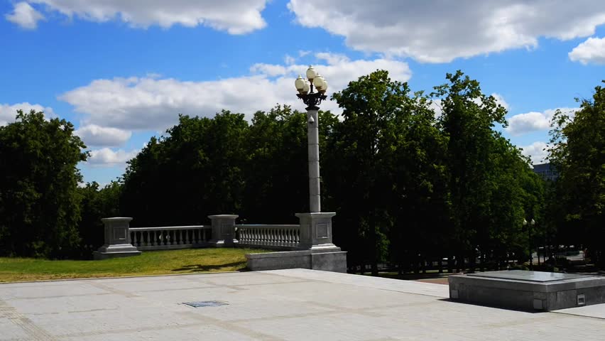 Belarusian flag in the National Academic Bolshoi Opera and Ballet Theatre of the Republic of Belarus, is located in a park in the Trinity Banlieu of the city of Minsk.