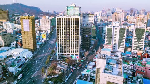 Seoul City Timelapse
Timelapse of Dongdaemun district in Seoul. Tight zoom out shot. 
