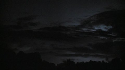 Spectacular lightning strikes in the night sky.