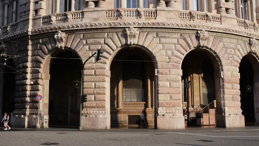 The building of the stock exchange, built in 1912 by the architect Alfredo Coppede. Genoa, Italia.