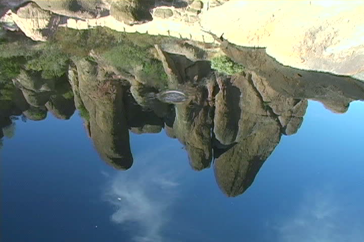 A reflection of Pinnacles National Monument.