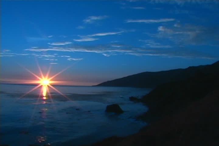 Sun setting on Big Sur Coast.