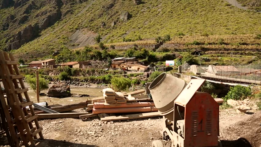 video footage of the driving train from Cusco to the Inca City Machu Picchu in a nice landscape with the river Urubamba