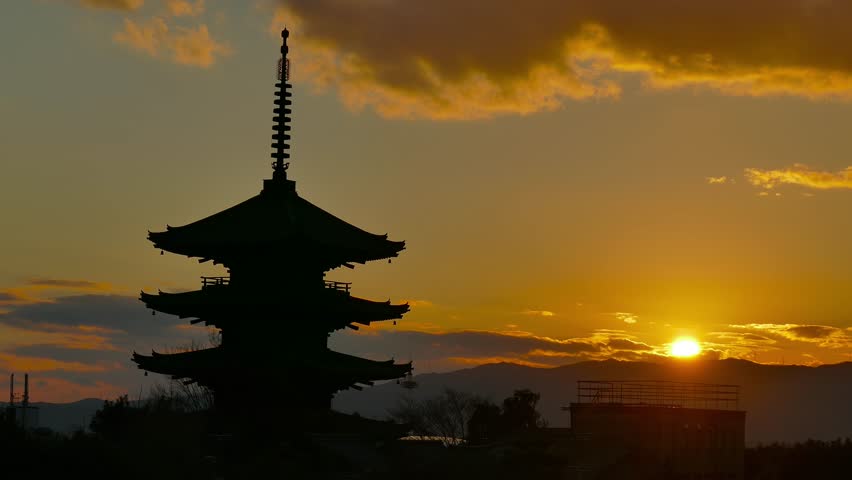 Sunset at Yasaka pagoda, Kyoto, Japan Royalty-Free Stock Footage #14853478