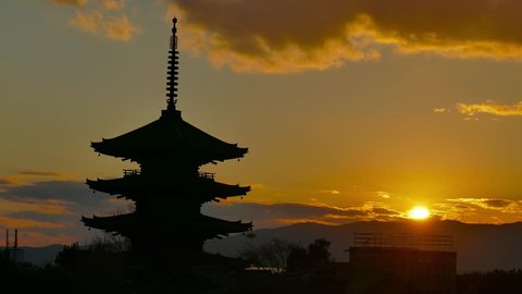 Sunset at Yasaka pagoda, Kyoto, Japan