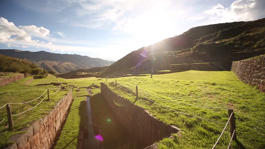 HD video footage the Inca ruins of Tipon. Located near Cusco in the Andes of Peru, South America