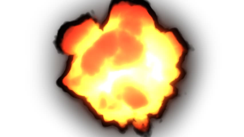  Hot fireball explosion with a white background.