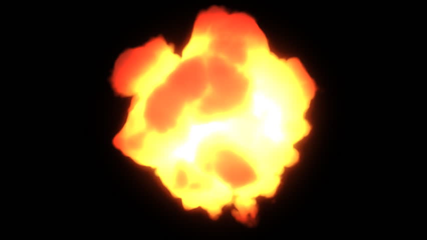 Hot fireball explosion with a black background.