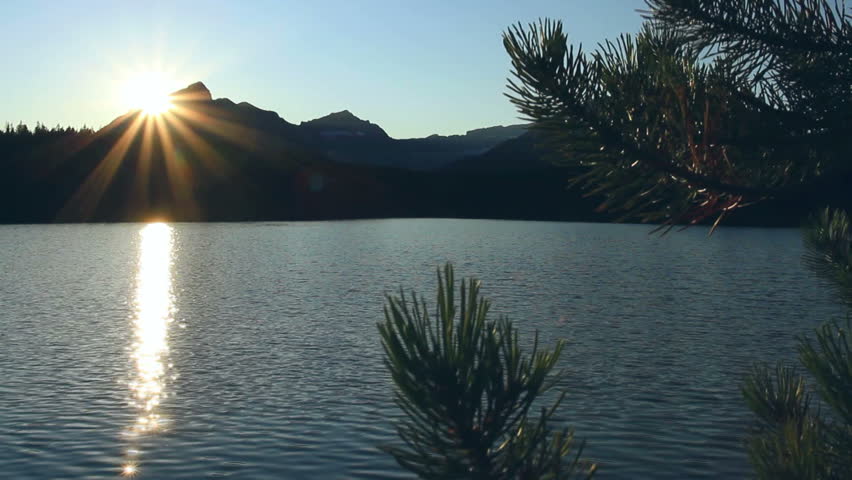 Time lapse of sun setting on Herbert Lake in the Canadian Rockies