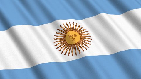 Flag of Argentina waving in the wind - highly detailed fabric texture - seamless looping