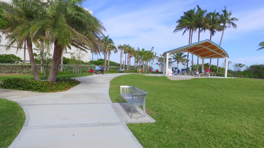 HALLANDALE - FEBRUARY 6: motion footage of Hallandale Beach Park opened in 2015 with direct ocean access and pay parking spots February 6, 2016 in Hallandale FL, USA