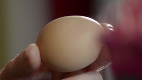 Close on Painting a Purple Zigzag on an Egg