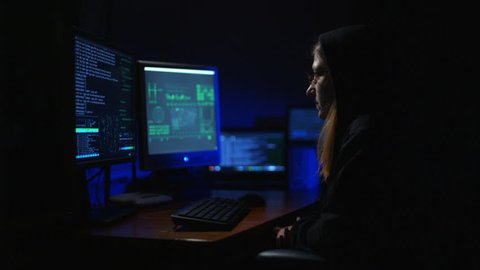 A Girl Hacker at the Computer 