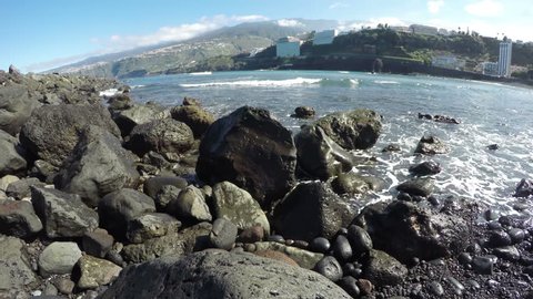 Ocean shore in Tenerife, Canary islands, Spain, time lapse 4K