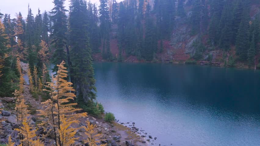 scenic blue lake at the foot of the mountains. North Cascades National Park. Washington state. Landscape video. 4K, 3840*2160, high bit rate, UHD