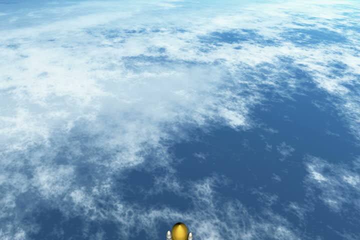 Shuttle with boosters going to space NTSC interlaced. 3D animation.