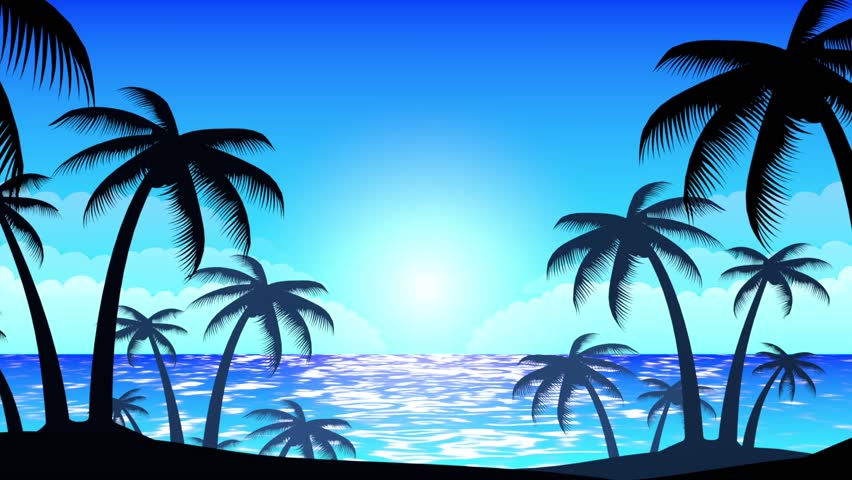 Beach sunny clouds day summer vector loop Royalty-Free Stock Footage #14911237