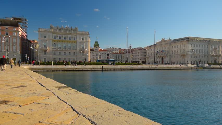 TRIESTE, ITALY. View on the Piazza Unita Italia in the center of Trieste city, Italy. Trieste is a capital of the Italy region Friuli Venezia Guilia