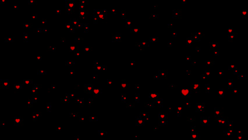 red hearts flowing on black background Stock Footage Video (100%