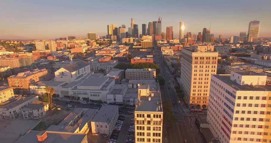 LOS ANGELES - Circa 2015: Aerial view of MacArthur Park in the Westlake neighborhood of Los Angeles. 4K UHD. Royalty-Free Stock Footage #14914222