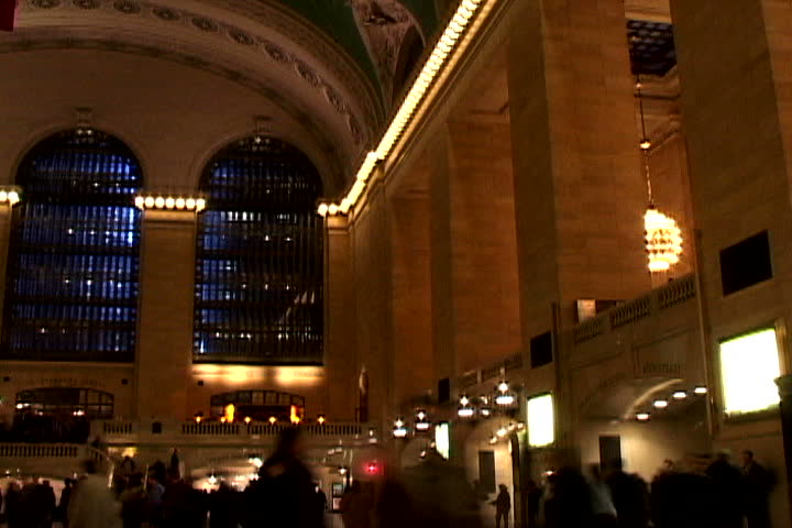 Low angle of people walking in Grand Central Station