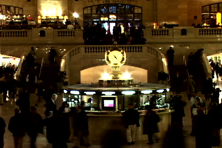 Grand Central Station - People walking down stairs near clock