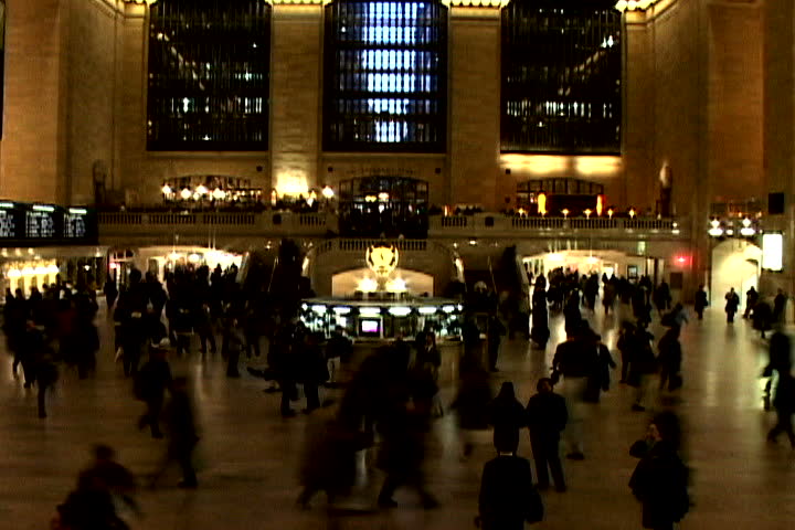 Grand Central Station - People walking down stairs near clock