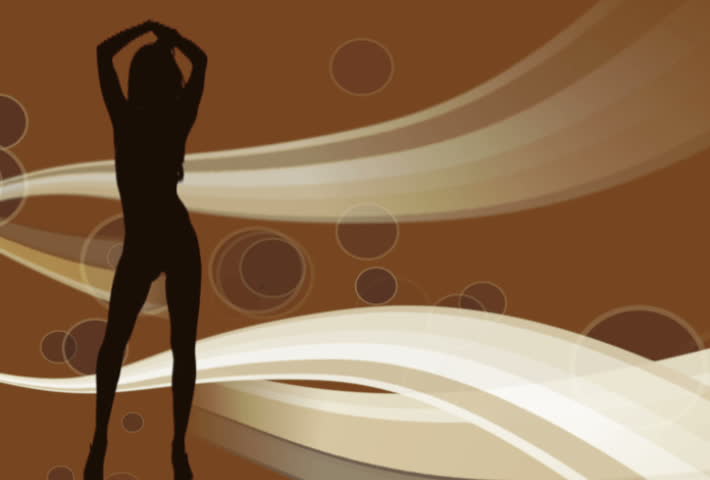 Female silhouette against a brown/white background