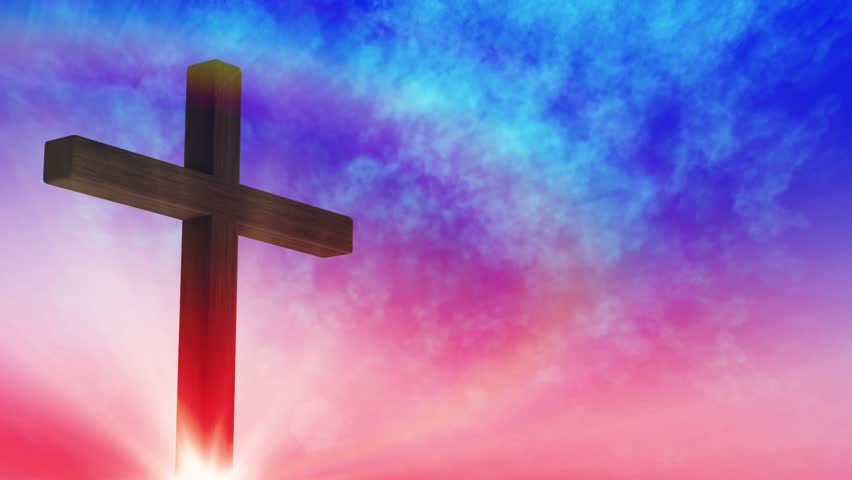 Calvary Gold cross of Christ light background Royalty-Free Stock Footage #14954431