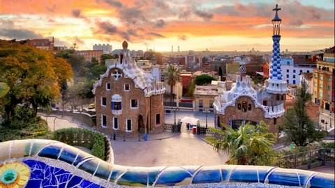 Barcelona, Park Guell, Spain - nobody, Time lapse