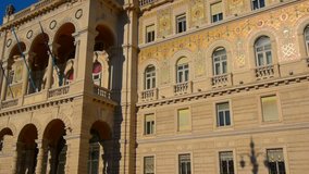 TRIESTE, ITALY, Palazzo del Governo, main facade. Italian architecture of 19th century.