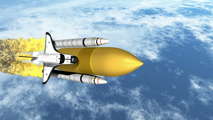 Shuttle over earth side view HD