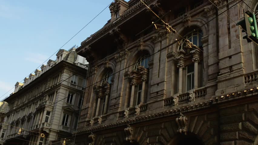 The building of the stock exchange, built in 1912 by the architect Alfredo Coppede. Genoa, Italia.