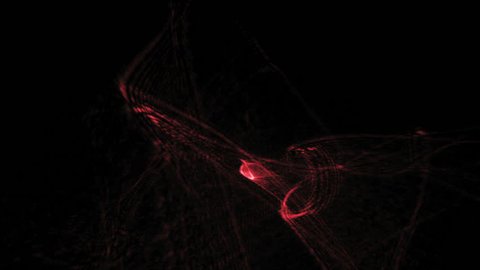 Close-up camera shot of bright, neon lasers, playing on a black background.