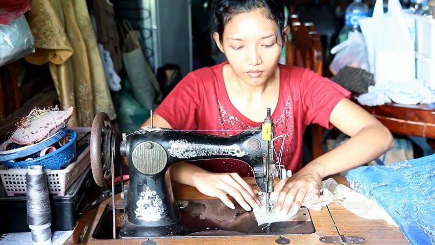 Asian Woman Sews On the Stock Footage Video (100% Royalty-free ...