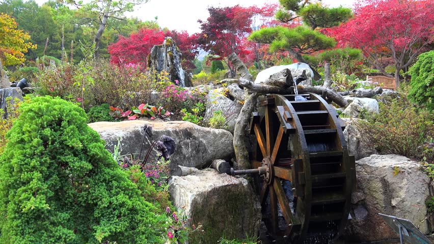 Ornamental Water Mill At The Stock, Garden Water Wheel