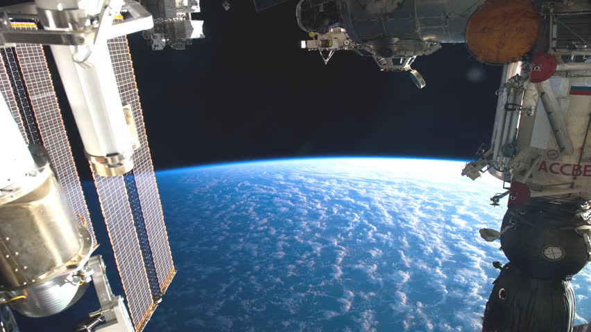 International Space Station over the Atlantic Ocean towards Russia. The footage was created with Public Domain images from Nasa Expeditions that have been changed and composed into a time lapse.