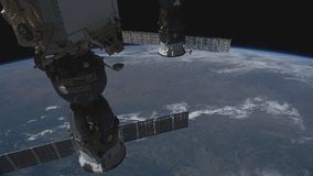 International Space Station over Eastern United States. The footage was created with Public Domain images from Nasa Expeditions that have been changed and composed into a time lapse. - Powered by Shutterstock - Get 15% off with code: PIKWIZARD15