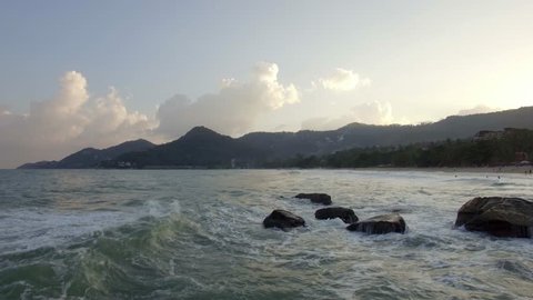 Flying over the waves in Koh Samui Stock Video